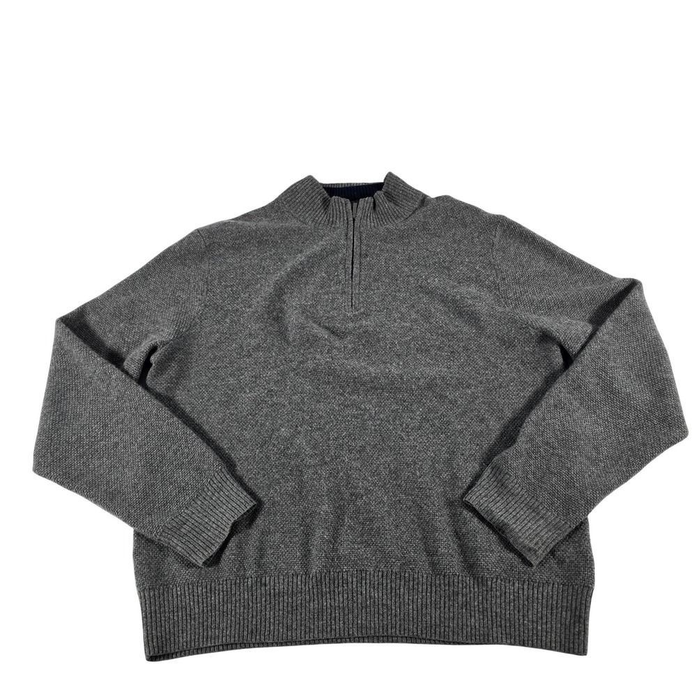 Brooks Brothers Mens Grey 100% Pure Cashmere Quarter Zip Sweater Large L